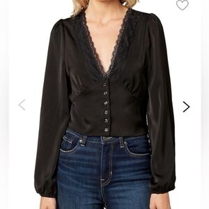 Buffalo David Bitton Black Lace Corset Goth Whimsigoth Coquette Top Womens L